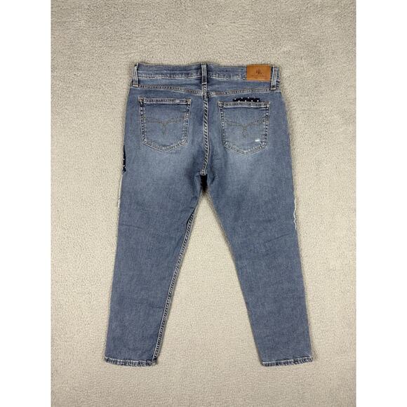 Lauren Ralph Lauren Jeans Women's 8P Patchwork Logo Black Label Distressed - Picture 2 of 13